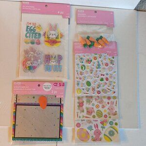 NWT Lot 4 Easter Bunny Stickers Carrot Erasers Crafts Bundle Michaels Egg Rabbit
